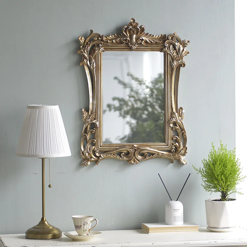 

JZ021 European French Vintage Carved Decorative Mirror Dressing Table Bathroom Dressing Mirror Wall Mirror Makeup