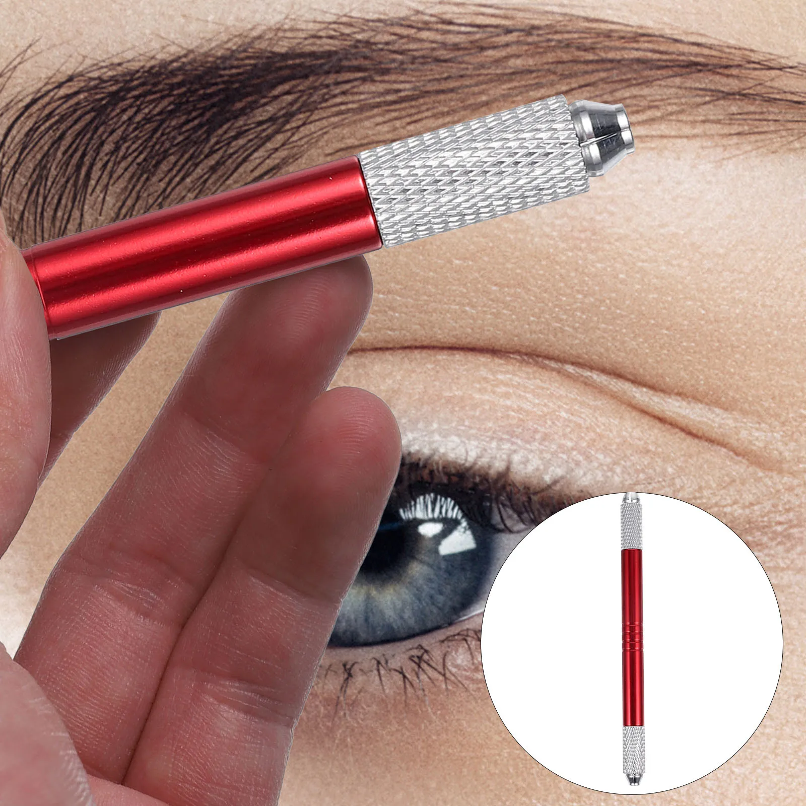 

Microblading Pen Red Dual Head Eyebrow Tattooing Brow Pencil Manual Hand Pen Long Life Practical Design Salon Use