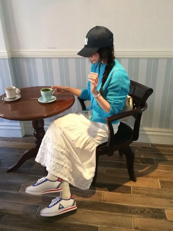 Early Autumn Cake Style A-Line Skirt Women's Drawstring Pleated High Waist Half-length Dressing Gown Long Skirt