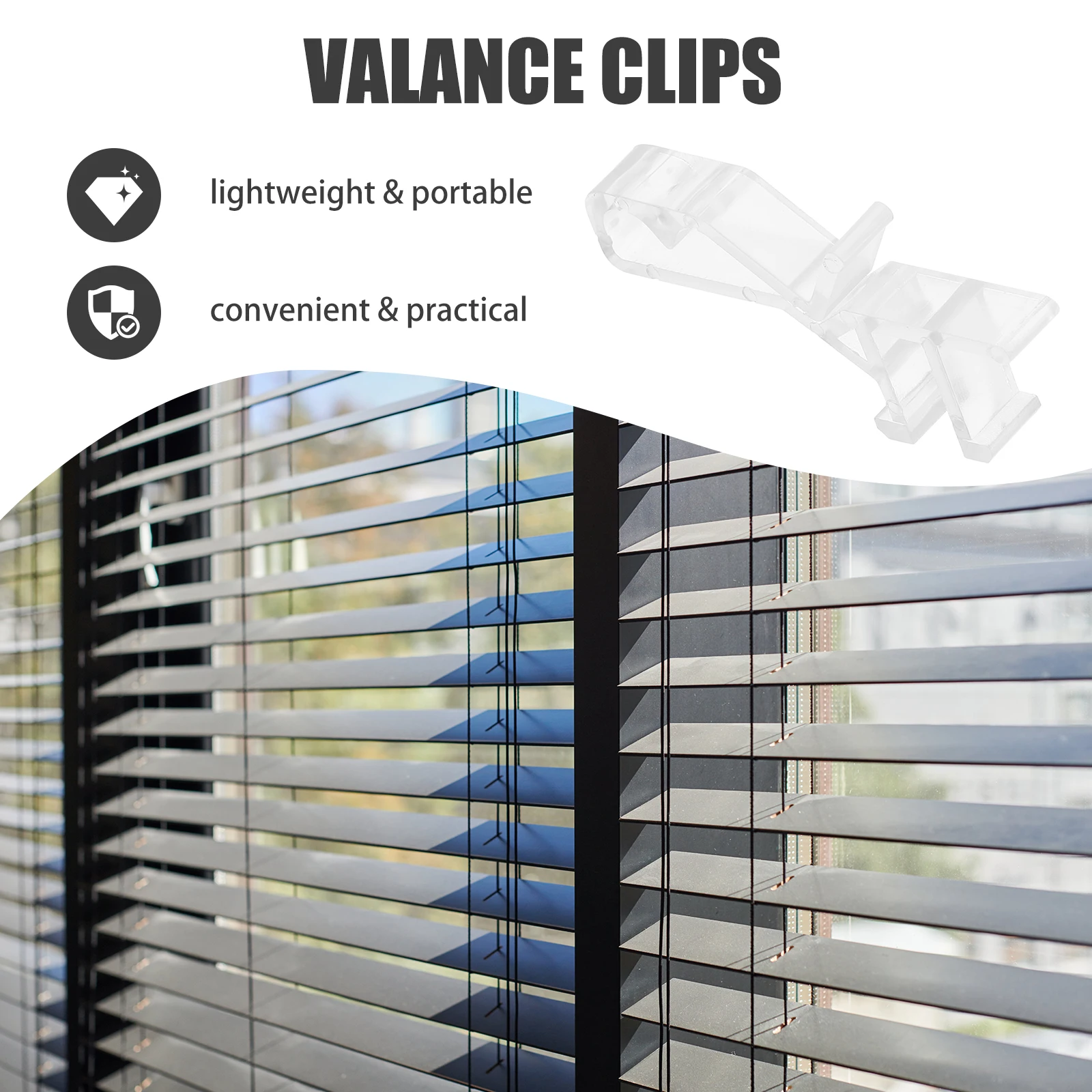 

20 Pcs Plastic Valance Clips For Blinds Lightweight Transparent Window Blind Accessories Vertical Curtain Clamps Home