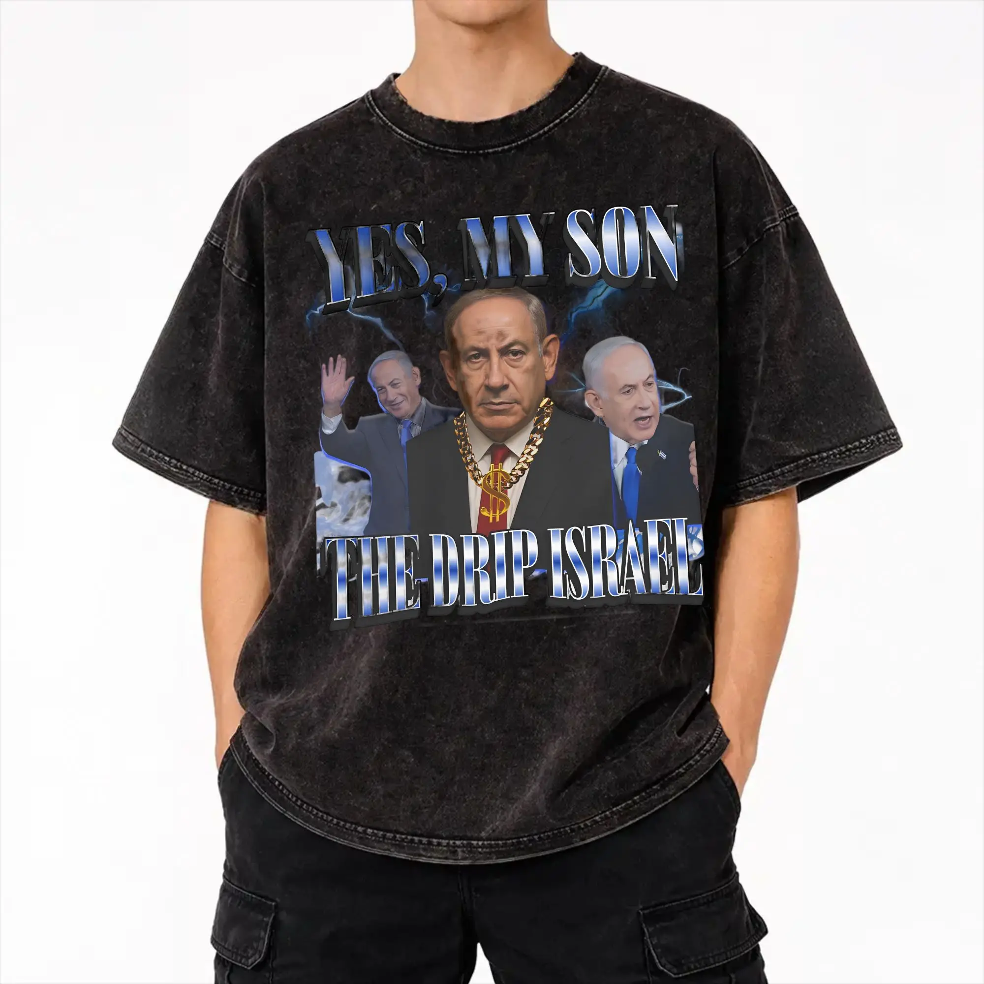 BYE-BYE BIBI Benjamin Netanyahu Leaves Office  T Shirt Hip Hop Washed 100% Cotton Oversize T-Shirt  Cool Men Women Streetwear