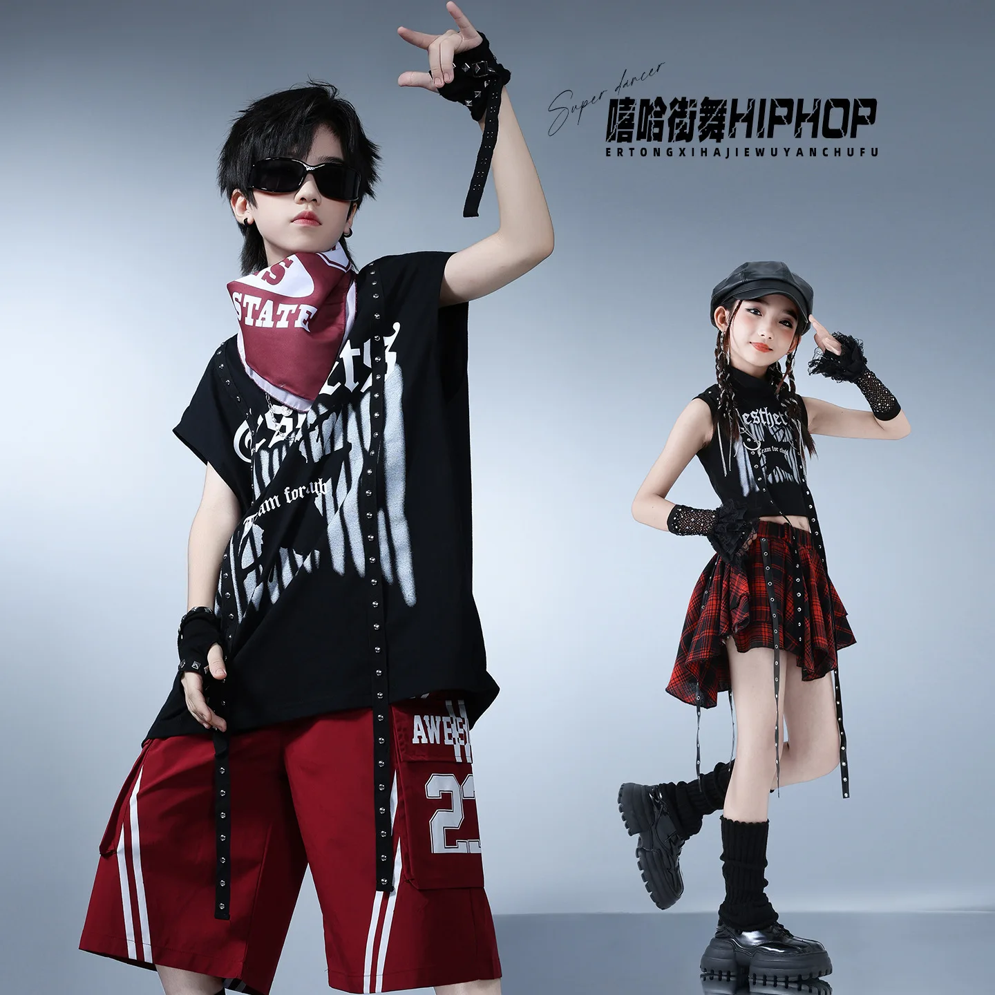 Girls K-pop Fashion Tassels Crop Top Tiered Skirts Kids Hip Hop Streetwear Costumes Children Jazz Girl Group Clothes Sets