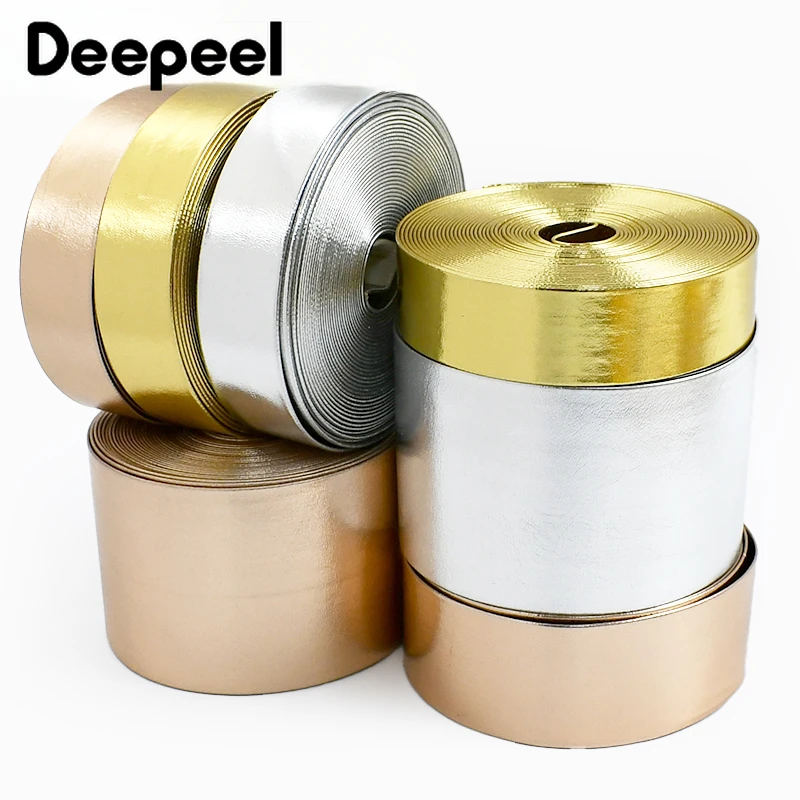 5M PU Leather Synthetic Webbing Tape 5-50mm Gold Silver Ribbon Band Bag Strap Necklace Rope Bracelet Clothes Bias Binding Craft