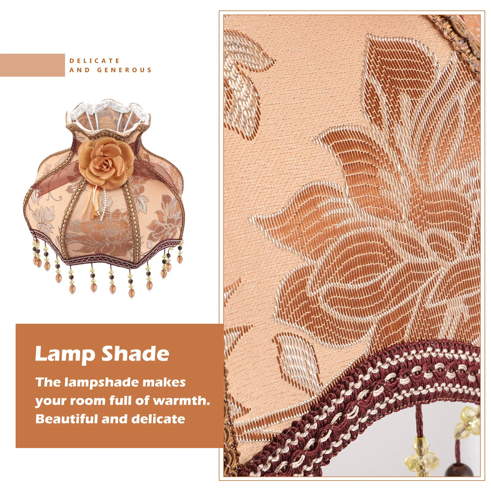 

Cloth Lampshade European Retro Style Tassel Table Lamp Cover Decorative Fabric Lamp Shade Bedside Light Diffuser Warm Atmosphere