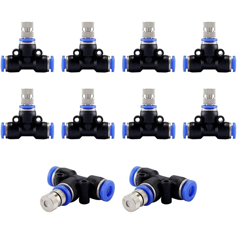 

Misting Nozzle Kit 1/4-Inch With Nozzle Spray Cooling Device Connectors For Outdoor Water Mister Cooling System 10Pcs