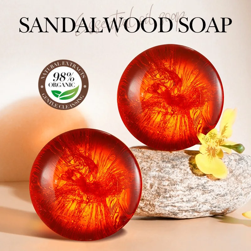 Natural Sandalwood Essential Oil Soap Deep Cleansing Moisturizing Body Handmade Soap Oil Control Whitening Facial Soap Foam