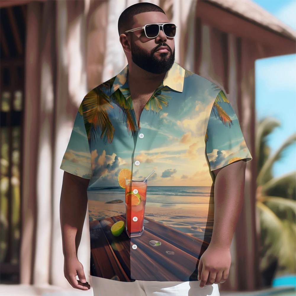 

New Hawaiian Shirt Men Goth Men Summer Coast Vacation Printed Casual Short Sleeve Tops Vintage Plus Size Summer Shirts