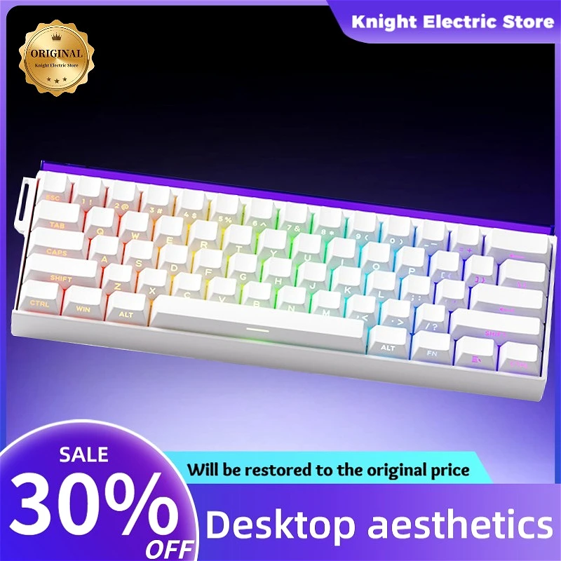 Veekos Shin60 E-sports Magnetic Axis Keyboard Bluetooth/2.4g Wireless/Wired Connection 8K with Atmosphere Light Box RGB Light