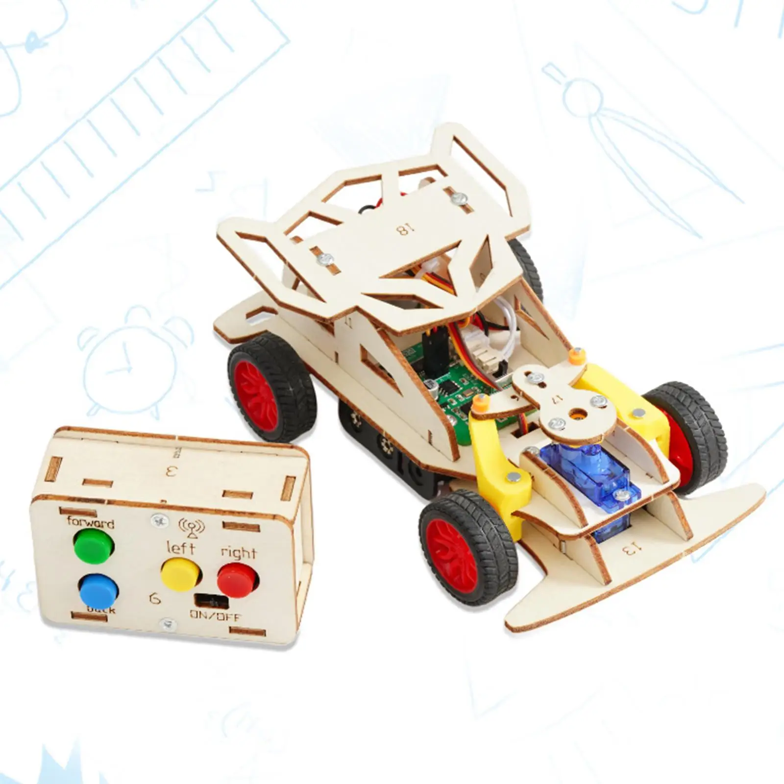 RC Car Toy Wooden Science Kits DIY Teaching Materials for Children Boys Kids