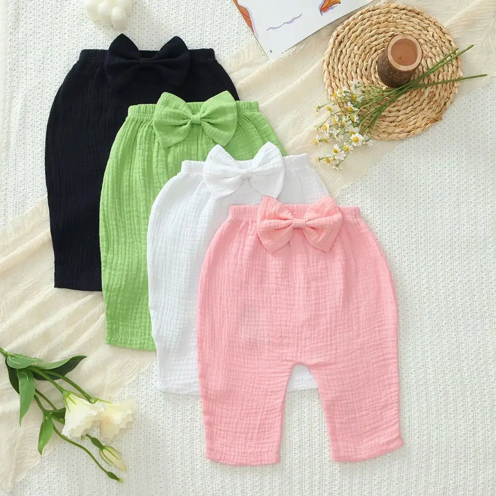 

Комплект из 4 комфортных хлопковых брюк для малышей на весну, с эластичным поясом, мягкий хлопок, однотонные, свободный крой
