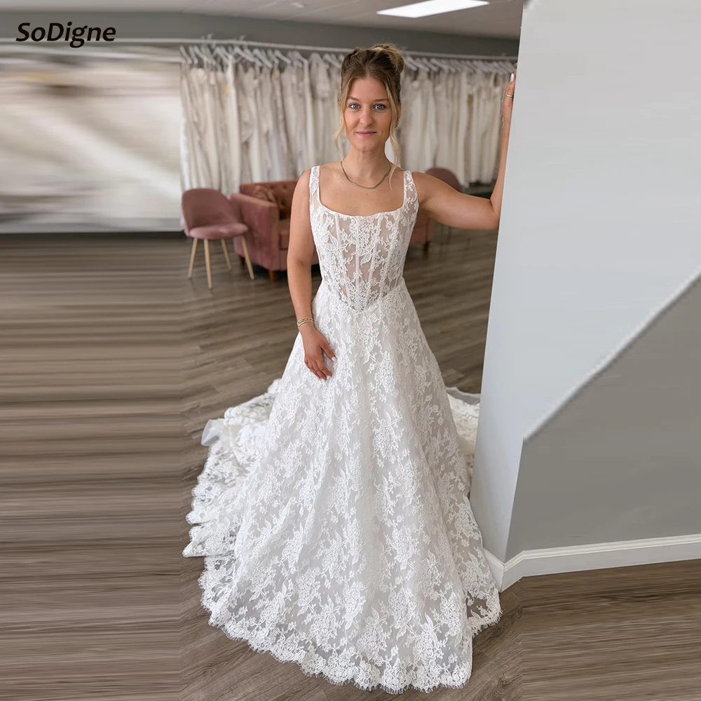

SoDigne Lace A-line Boho Wedding Dress Sleeveless Bride Dresses 2025 Long Bridal Gowns Customized wedding robes for bride
