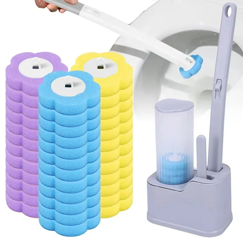

36pcs Disposable for Toilet Cleaning Supplies Restroom Toilet Brush Cleaning Kit Replacement Head Long Handle Tool Accessories