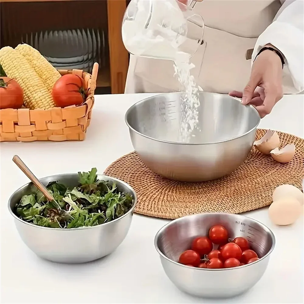 2026 Stainless Steel Mixing Bowl Set With Scale Food Storage Container for Cooking Baking Large Capacity Home Kitchen Essentials - view 5