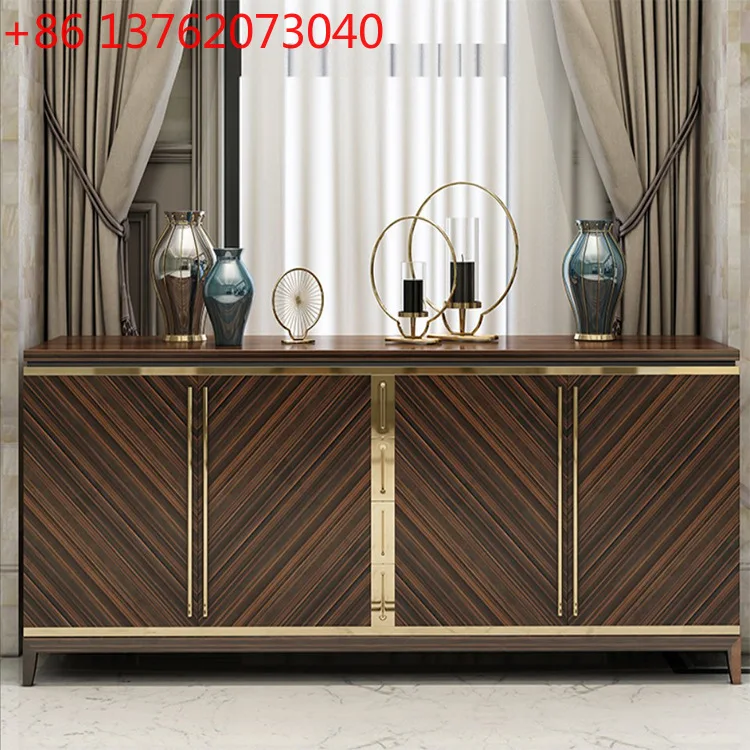 Simple modern light luxury stainless steel entrance dining side cabinet model room classical locker