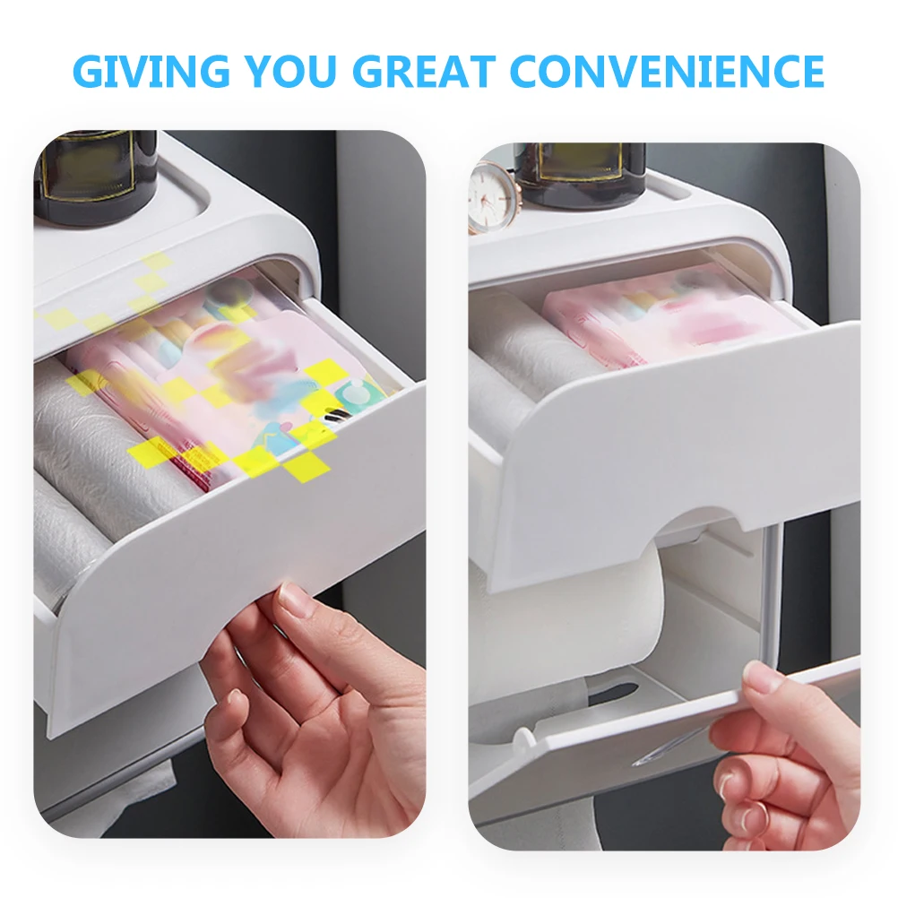 

Tissue Storage Box Plastic Multi-Functional Dispenser Waterproof Roll Paper Rack For Bathroom Kitchen Living Room Toilet Paper