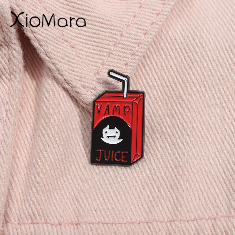 Cartoon Vamp Juice Drink Box Enamel Pin Adventure Animation Collected Brooch Lapel Backpack Badge Jewelry Gifts For Kids Friends