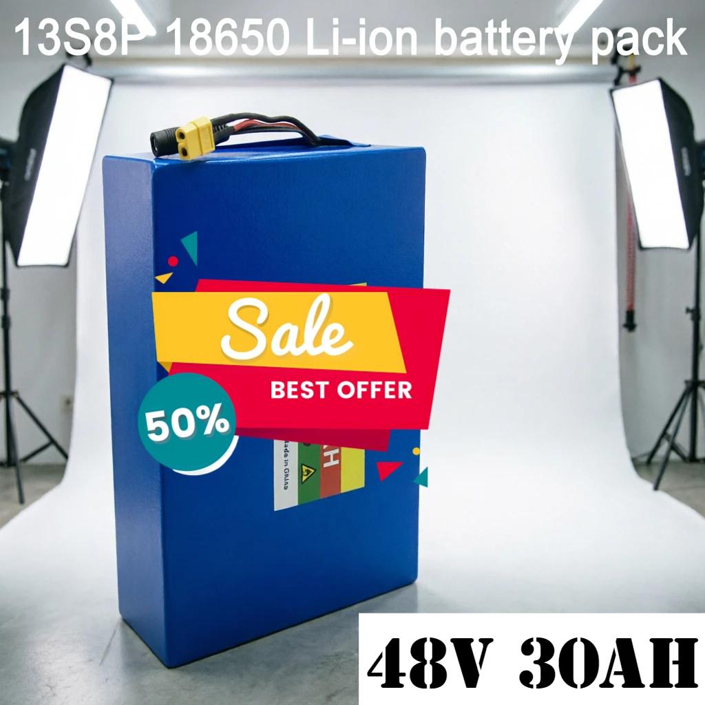 

2026 New 13S8P 48V 30Ah High Power Li-ion Battery Built-in BMS for 250W-800W E-Scooter E-Bike