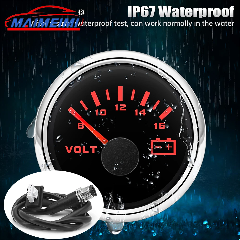 

Red Backlight Voltmeter 8-16V NMEA2000 Pointer Gauge with NMEA2000 Port for Car Boat Waterproof