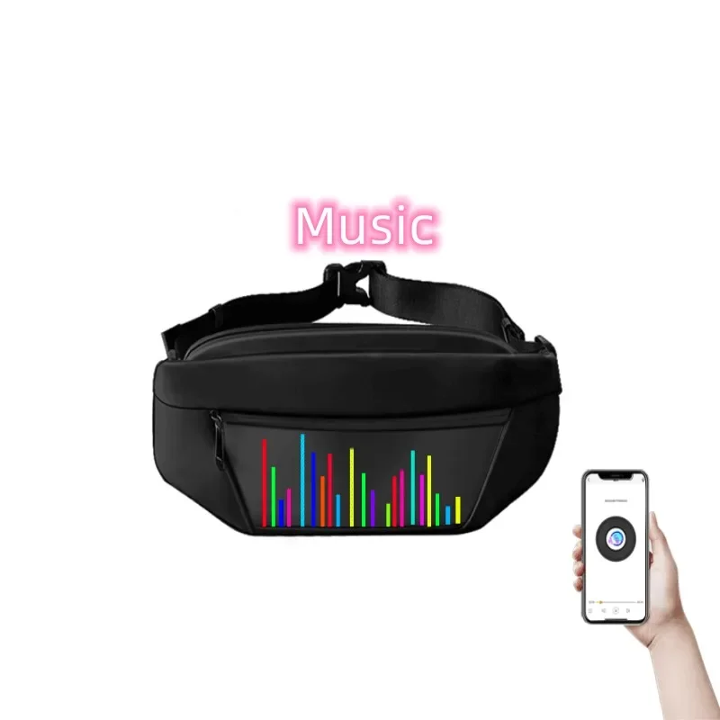 Mochila de Publicidade Dinâmica Portátil Display LED, Pixel Inteligente RGB, Full Color, Palavra DIY, Elegante Sports LED Cintura Bag, Bluetooth App