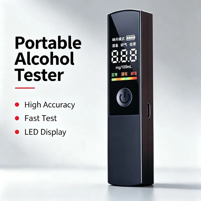 LED Display Alcohol Tester Professional Breath Alcohol Tester Rechargeable Police Alcotester Car Drunk Driving Test
