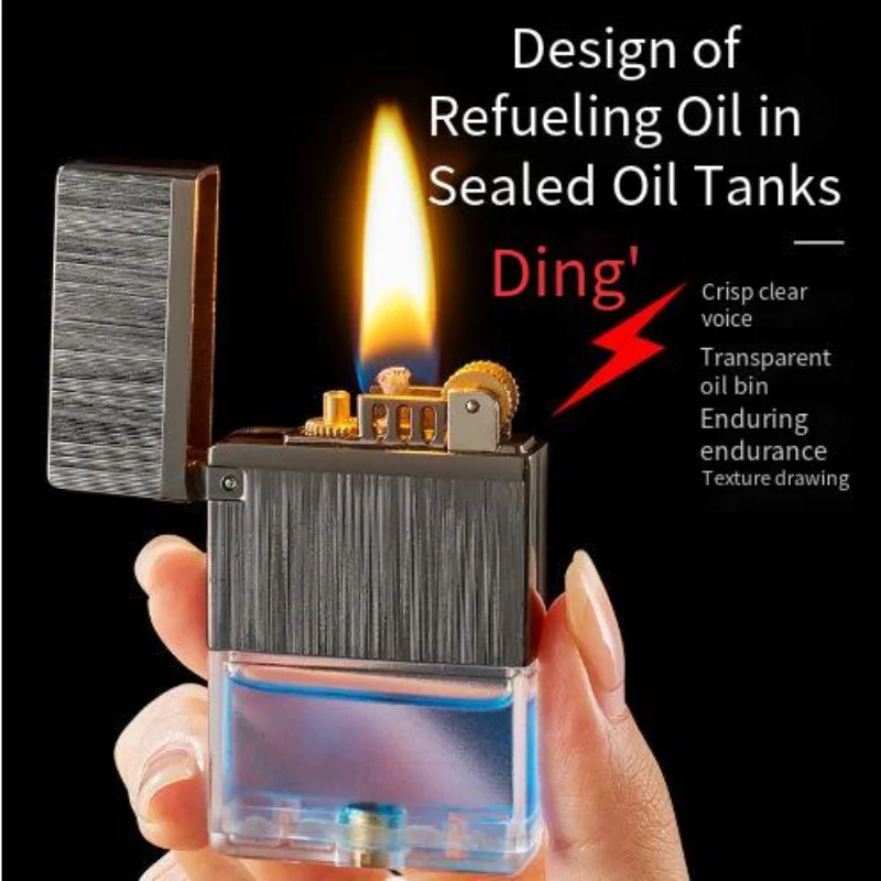 Transparent Oil Tank Kerosene Lighter Windproof, Crisp and Loud, Old-fashioned Grinding Wheel Lighter, Wholesale Tools Available