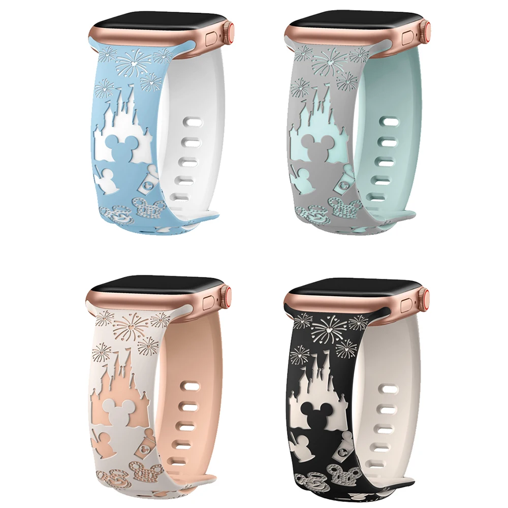 حلقة كرتونية سيليكون لساعة أبل ، سوار ناعم ، سلسلة Iwatch 6 ، 5 ، 4 ، 3 ، Se ، 7 ، 8 ، 9 ، tra 2 ، 40 حزام ، 41 ، 42 ، 44 ، 45 ، 49