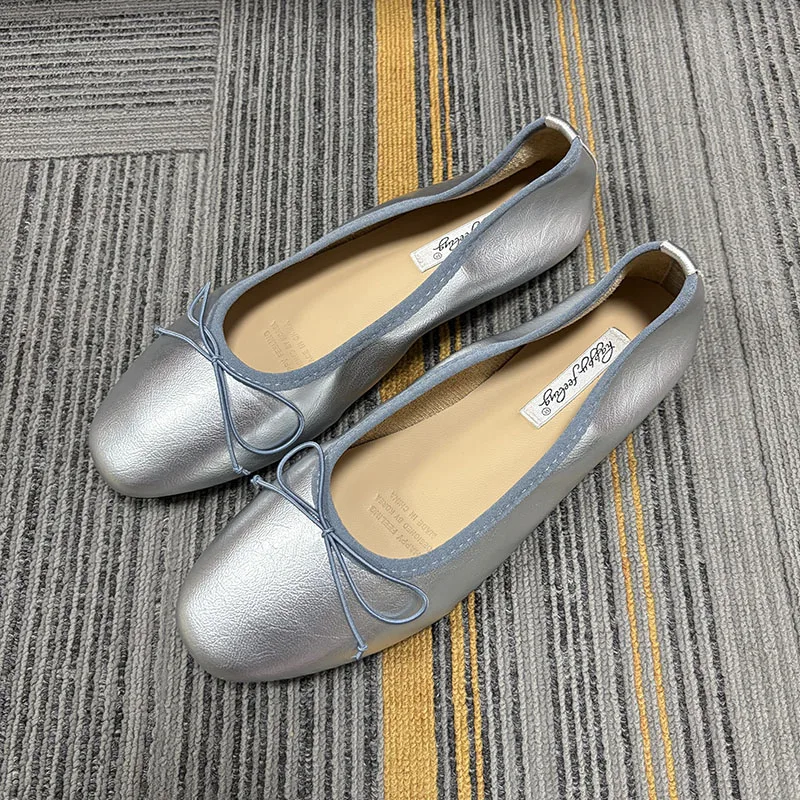Neue modische Damen-Ballerinas mit runder Spitze, flache Slip-On-Schuhe, weiche, bequeme, elegante Damenschuhe mit flachem Absatz – Detail 14
