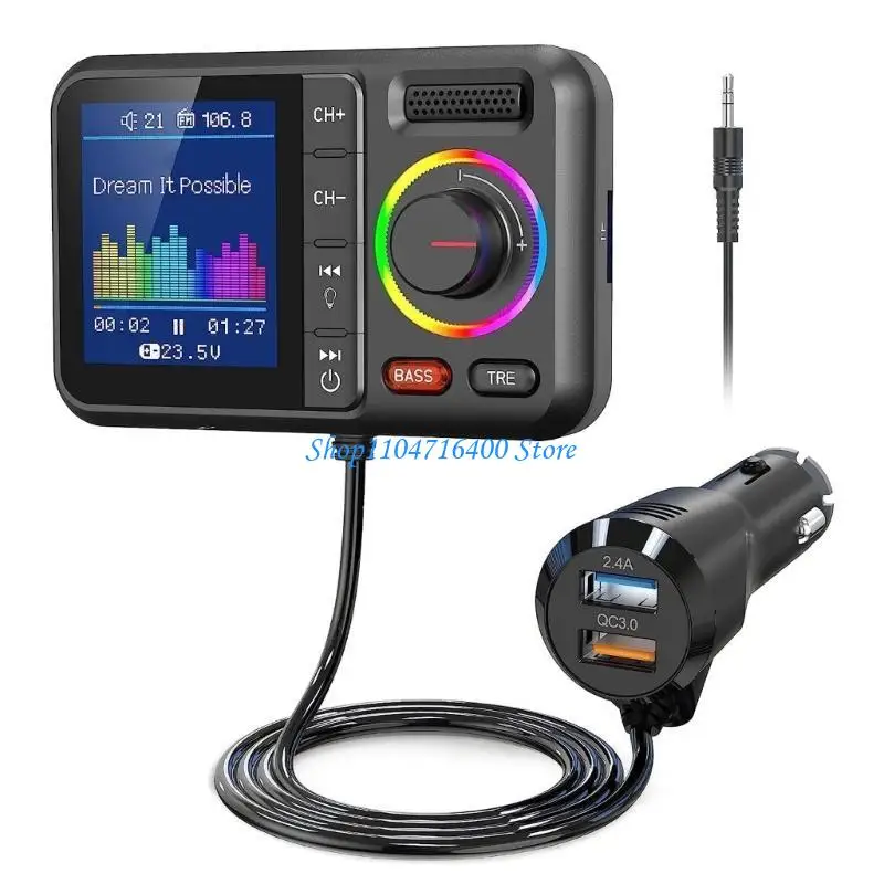 

y1gd Automotive Sound FM Radio Transmitter Wireless Adapter High Capacity USB Support