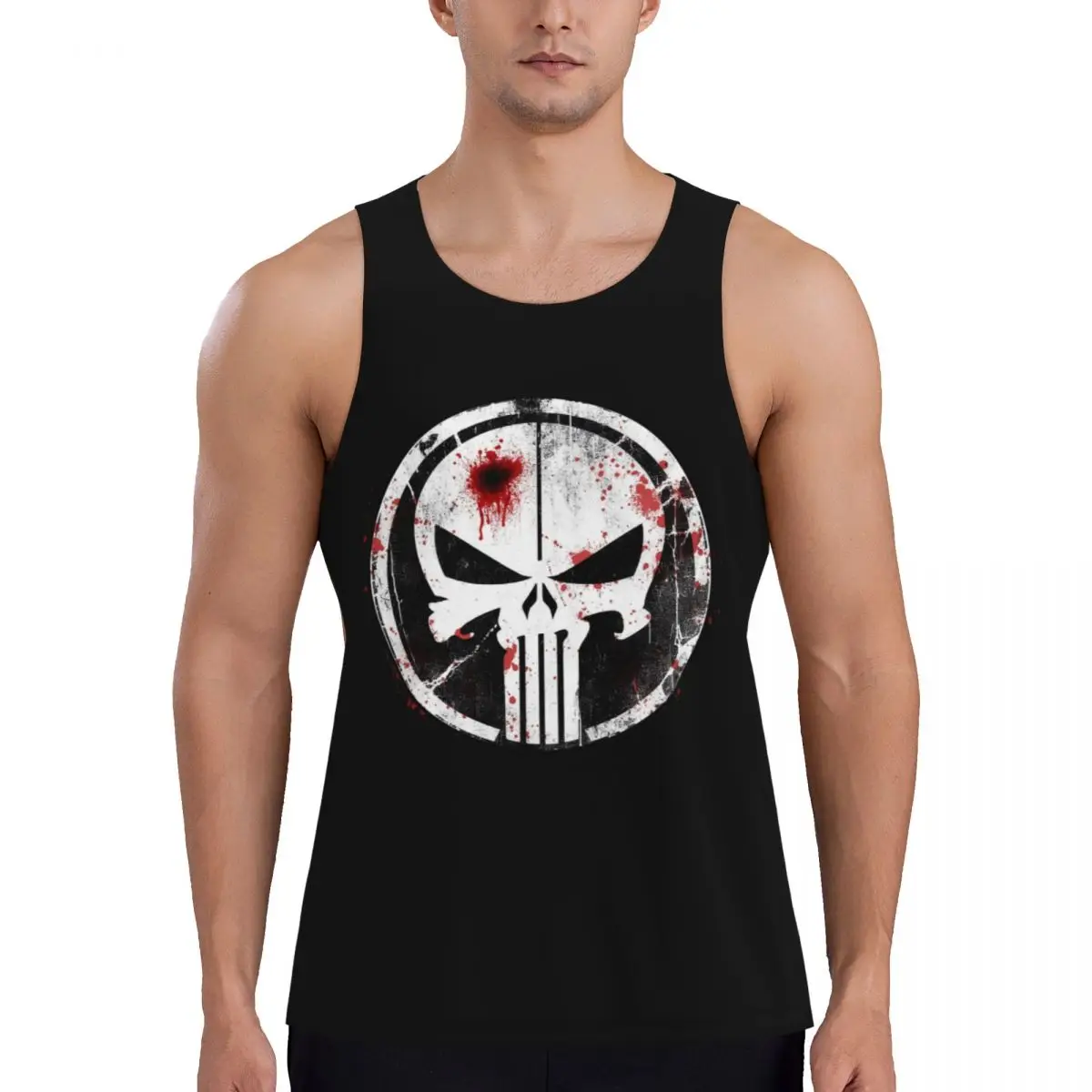 Punisher Blood Bodybuilding Printed Muscle Tank Top Muscle Vest Compression Male Sleeveless Shirt Gym Fitnes Exercise Sportswear