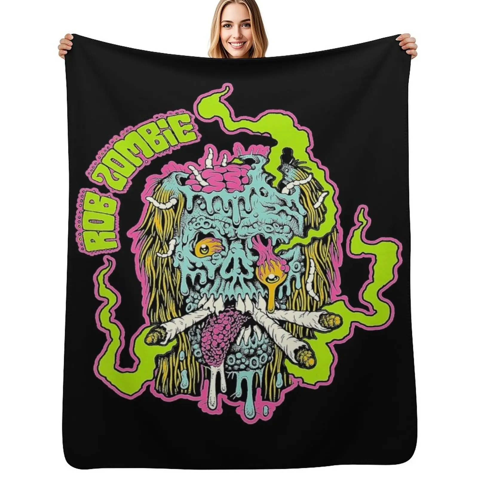 Rob Zombie – Smoke Your Grass Throw Blanket Spring Fall Cozy Throw Blanket for Couch
