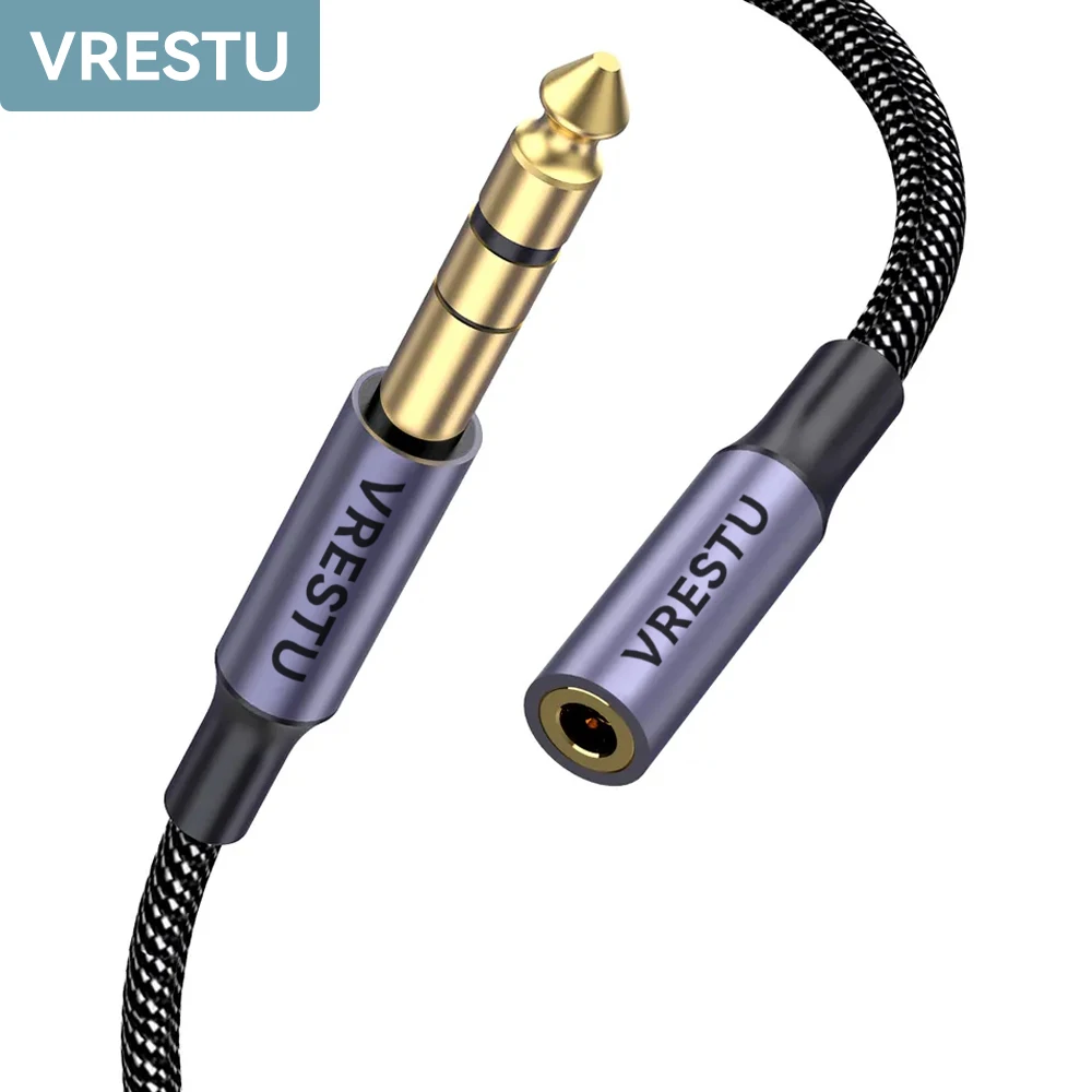 6.35mm Male to 3.5mm Female Headphone Connector Amplifier Stereo Audio Adapter Cable for Microphone Speakers Guitar Jack 6.5 TRS