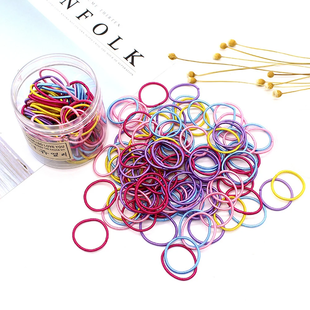 

200pcs B Elastic Tie s Elastic Ponytail Holders Kids Hair Ties Baby Accessories Multicolor Stretch Hair Rings