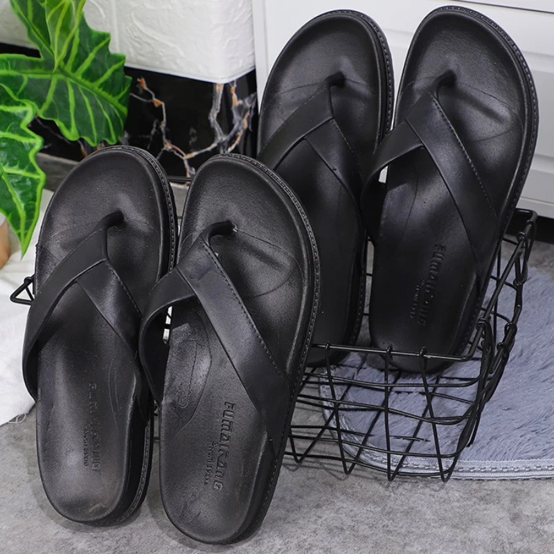 

1pairs Korean Style Summer Men/Women's Slippers Soft Bottom PVC Outer Wear Couple 3 Colors Flat Sandals Non-Slip Trendy Slippers