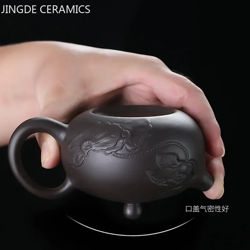 Tradition Yixing Purple Clay Tea Pot Raw Ore Black Mud Ball Hole Filter Kettle Chinese Zisha Tea Set Customized Beauty Teapot