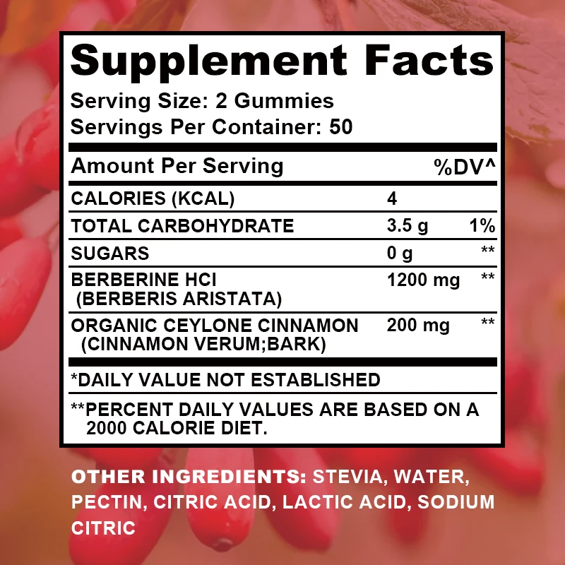 Berberine & Ceylon Cinnamon Gummies - Support Immune, Heart, Metabolic and Digestive Health