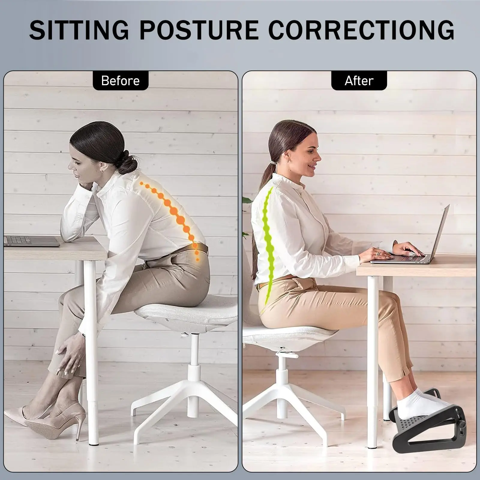 Reposapiés debajo del escritorio Taburete ergonómico para pies con rodillos de masaje Reposapiés de escritorio Alivio del dolor para el trabajo de la oficina en el hogar