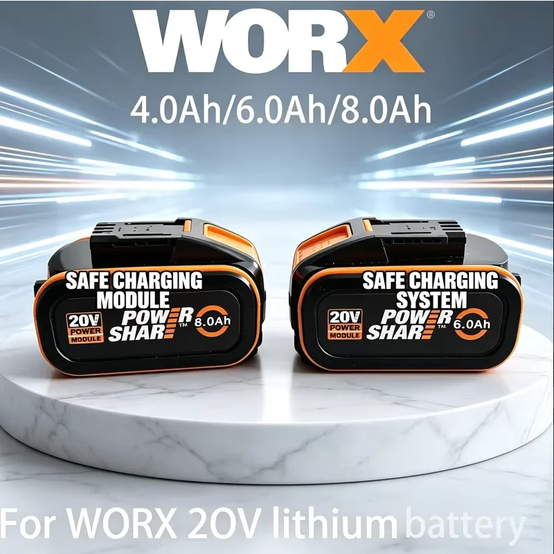 

8Ah 4Ah 20V Lithium Battery Replacement For WORX WA3014 WA3551 WG630 WG629 WX372 WX390 WX394 WX550 WX523 WX802 WX858 WX900