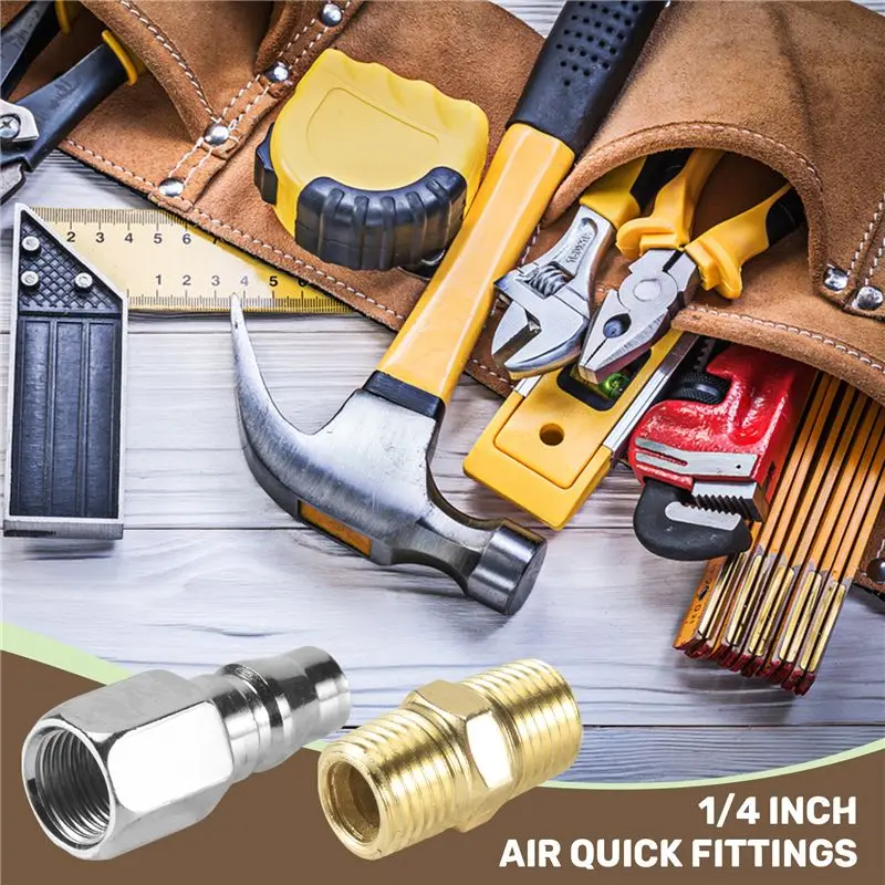 Stock Quantity 10Pcs 1/4 Inch BSP Air Line Hose Compressor Fitting Connector Coupler Quick Release Pneumatic Parts For Air Tools