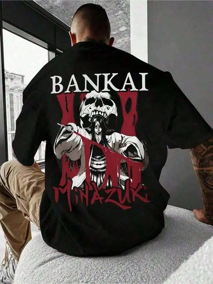 Bleach Bankai Minazuki Graphic T-Shirt 220G 100% Cotton Anime Streetwear Crew Neck Short Sleeve Unisex Tee 100% Cotton Trendy Y2K Short-Sleeve Tee-Soft, Quick-Drying, Moisture-Wicking;  Great Gift for Christmas or Halloween
