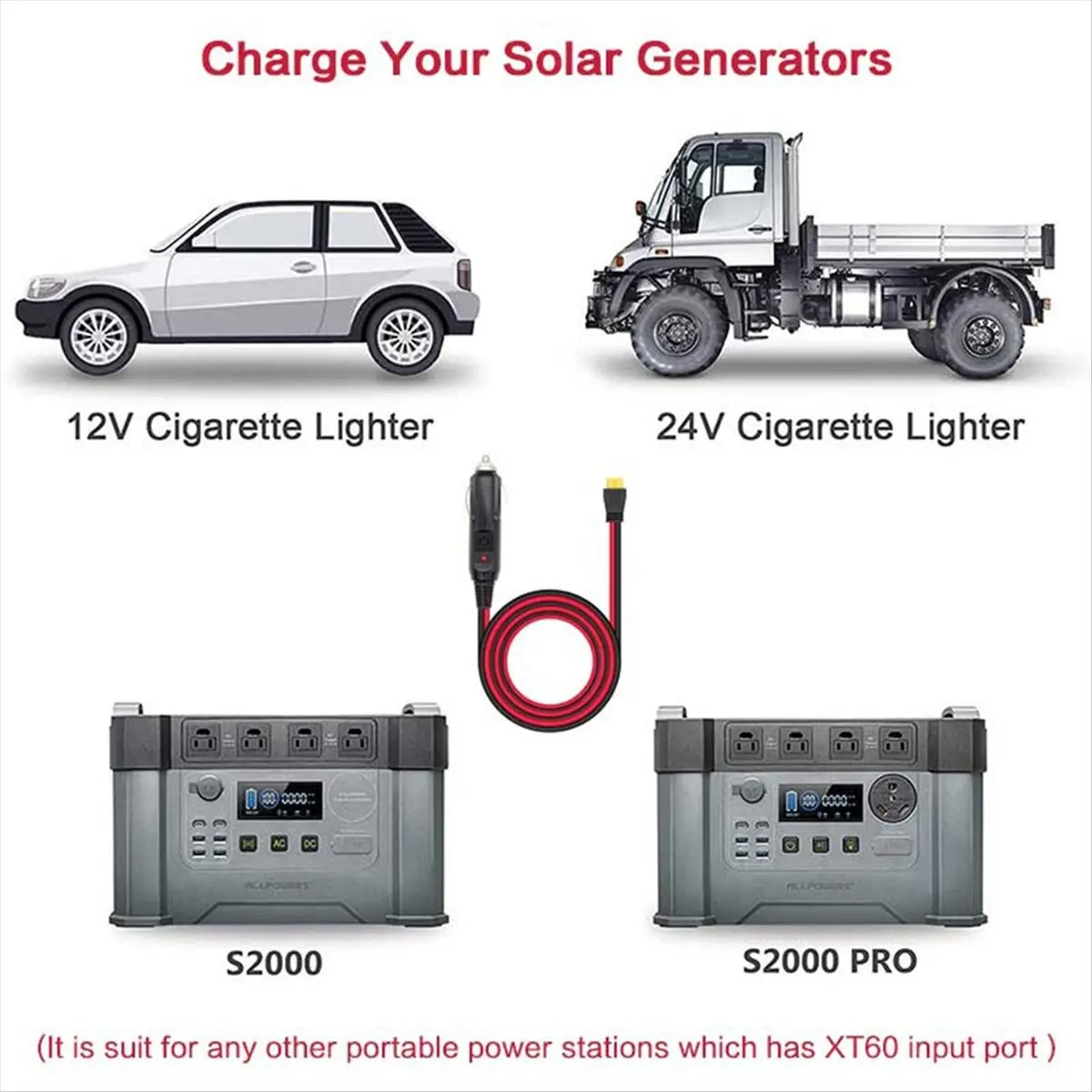 30YJBZ~Car Lighter to 12V 24V Charging Cable for S2000 EB55, 757/767 Series