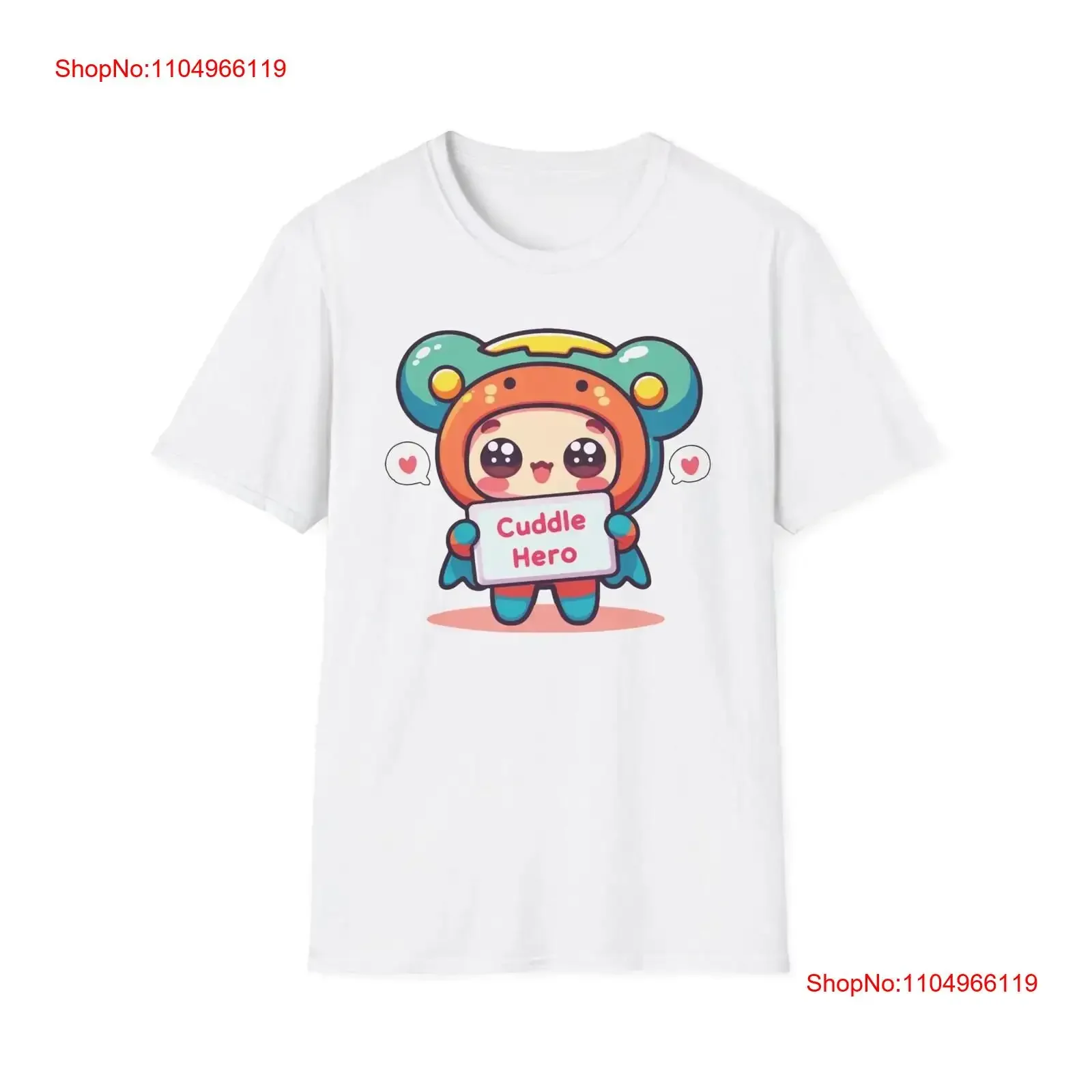 Cuddle Hero camiseta campeón comodidad con Chibi Cheer Softstyle vintage lavado streetwear homme versátil suave