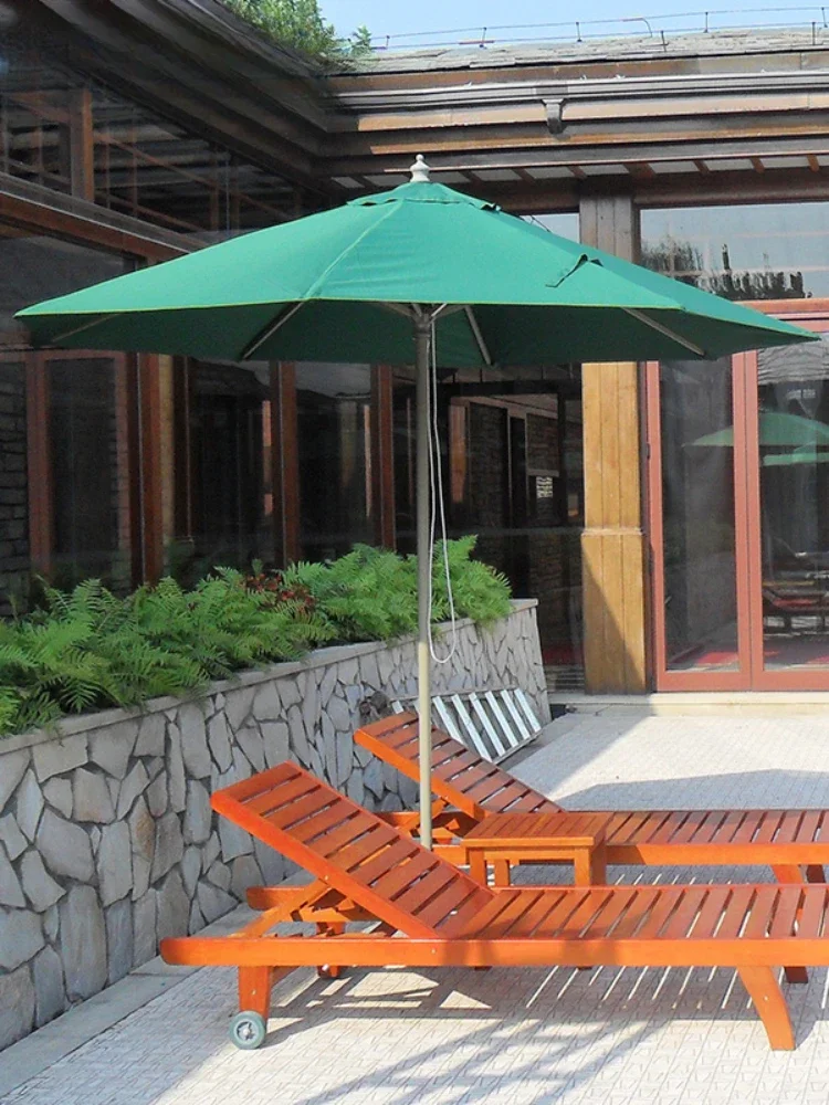 Outdoor Courtyard Central-Column Umbrella Cafe Aluminum Alloy Belt Table and Chair Small Garden Sun Umbrella