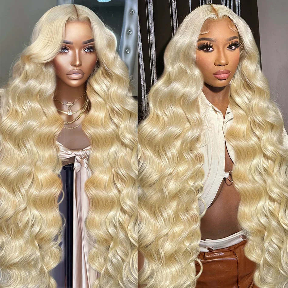 13x6 HD Transparent Lace Front Wigs Brazilian 220% Body Wave Colored 13x4 Frontal Wig 613 Honey Blonde Water Wave Human Hair