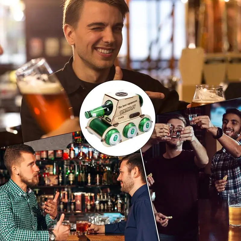 Wine Racks Countertops Wooden Vehicle Shape Wine Rack Creative Beer Can Storage Stand For Home Hotel Lobby Winery Tasting Room