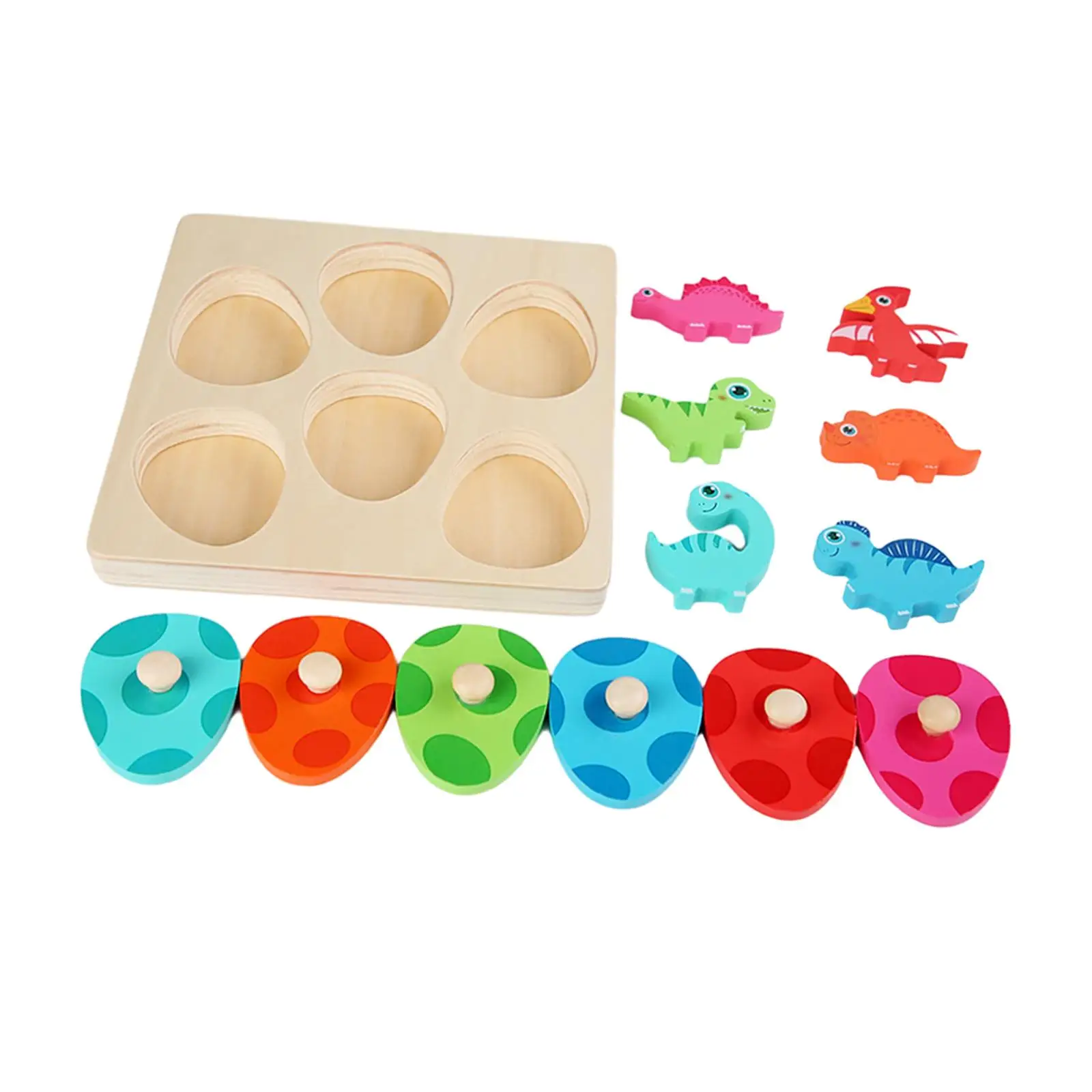 

Wooden Peg Puzzles Dinosaur Egg Kids Toy Dual Layered Matching Puzzles for Boy and Girls Children Preschool Kids 1 2 3 Years Old