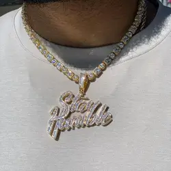 Stay Humble Pendant Necklace Full Paved Ice Out Bling 5A CZ Hip Hop Rapper Men High Quality Jewelry
