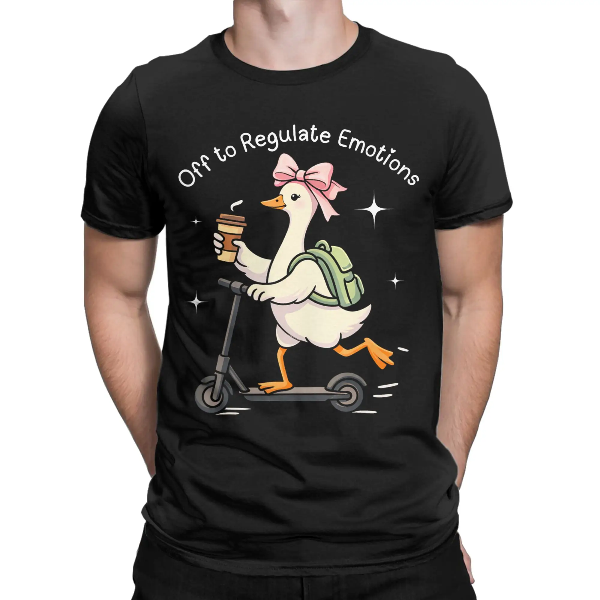 Funny Goose Off to Regulate Emotions Mental Health Counselor T-Shirts Men   Round Collar Short Sleeve T Shirt Gift Idea Clothes