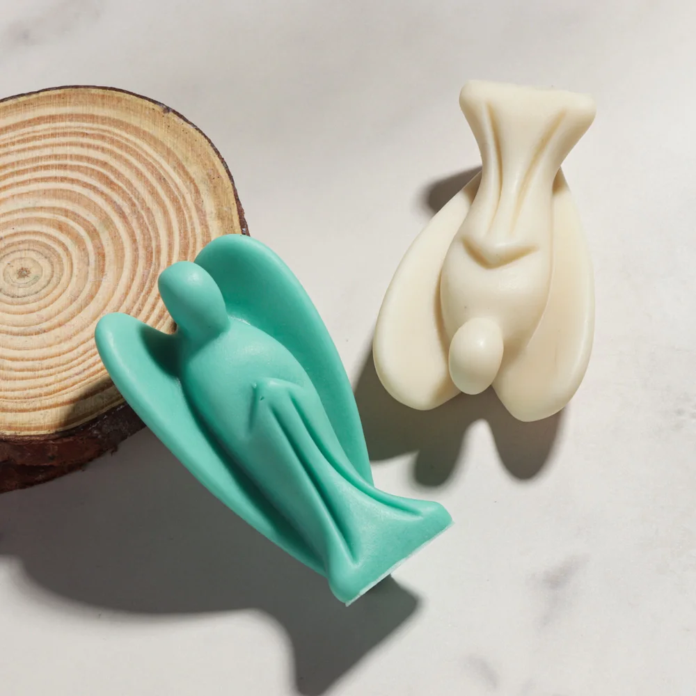 DIY Ángel vela de yeso molde de silicona hecho a mano artesanía abstracta Anegl vela de aromaterapia yeso cera de soja hacer molde decoración regalos