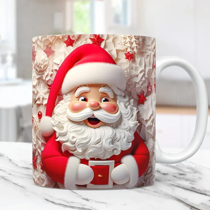 350ml 3D effect Santa Claus creative and personalized ceramic coffee and tea mug