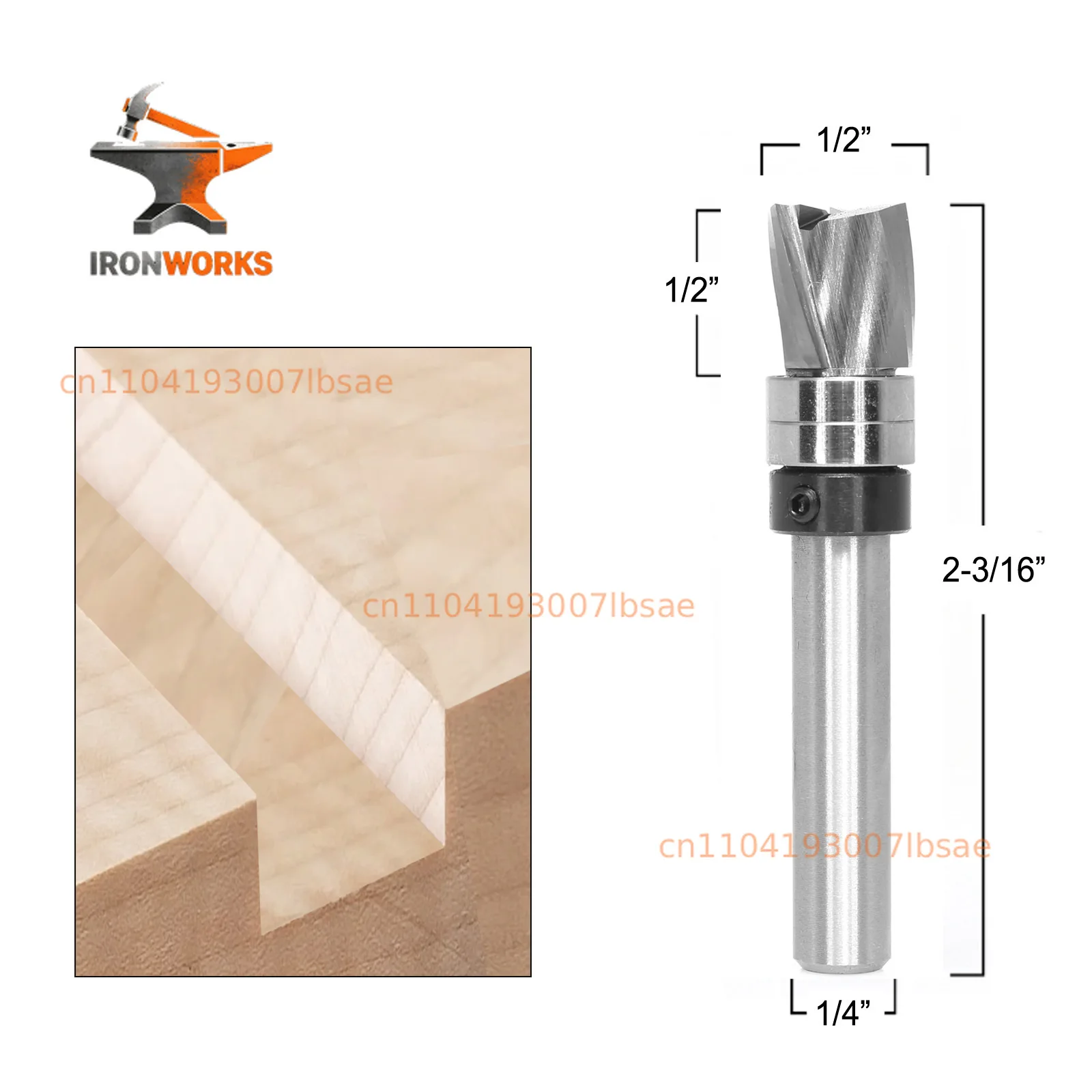 Carbide Tipped Flush Trim Plunge Template 1/2 Dia x 1/4